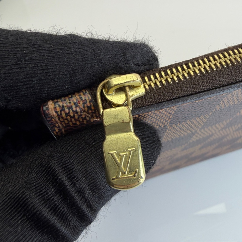 Authentic Louis Vuitton Damier Ebene Neverfull Pochette Wristlet Bag - Picture 6 of 13